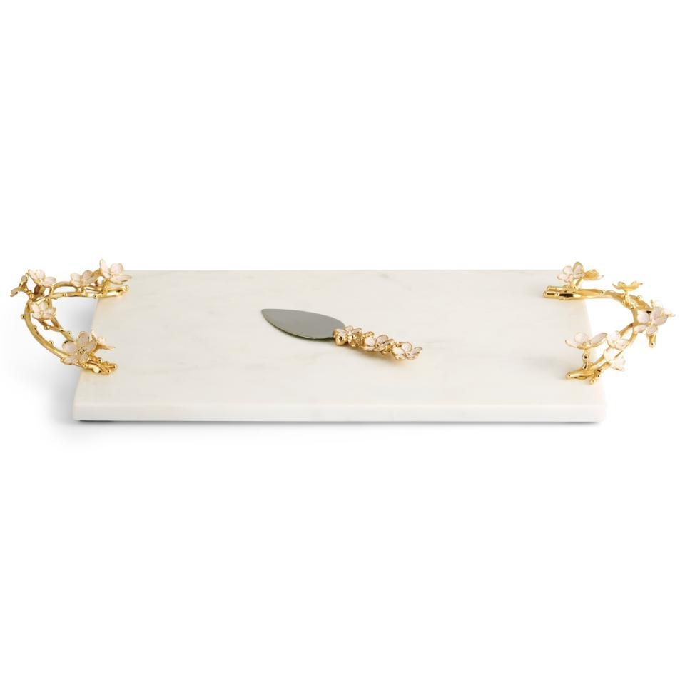 Cherry Blossom - Marble Cheese Board w/Spreader