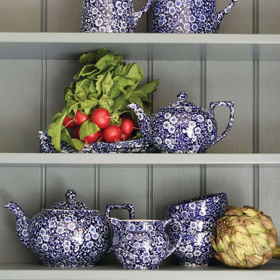 Blue Calico Footed Chinese Bowl