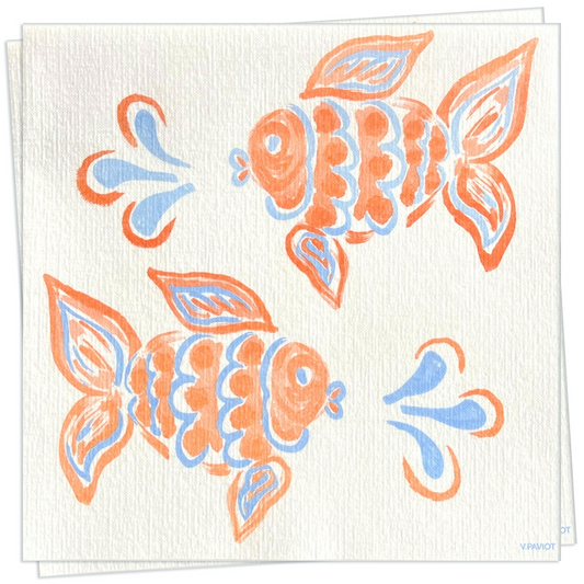 Paper Dinner Napkins - Poisson Ange Orange