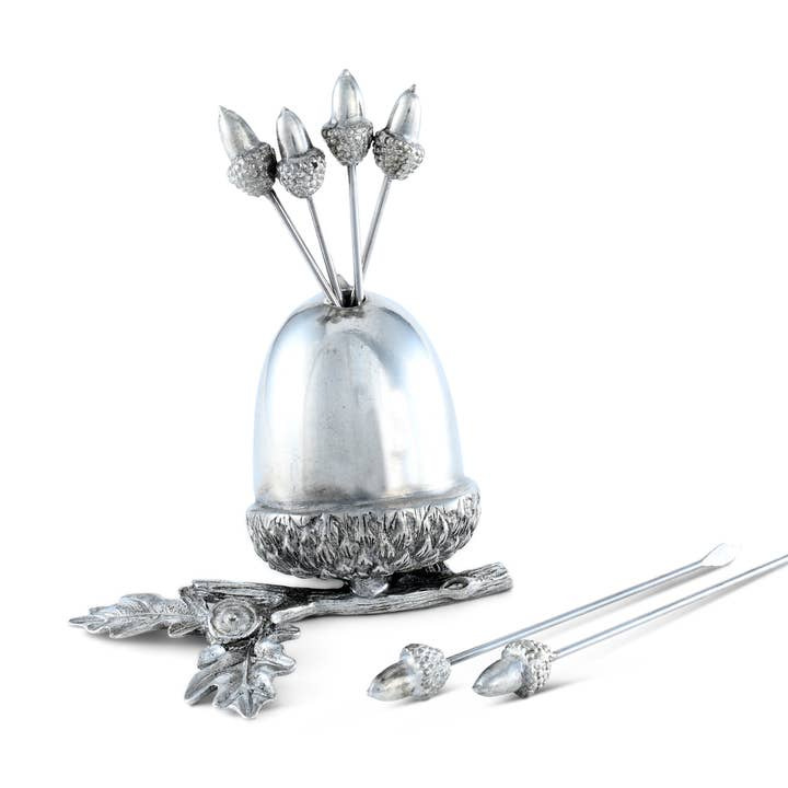 Pewter Acorn Cheese Pick Set