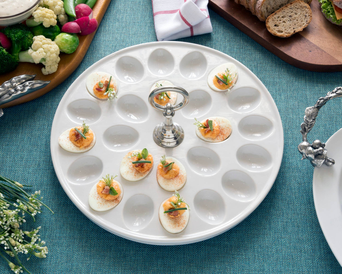 Deviled Egg Tray with Pewter Classic Ring Handle