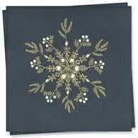 Paper Cocktail Napkins - Fleur Des Neiges Navy Blue