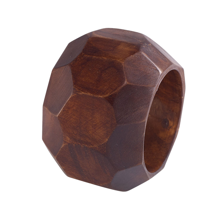 Napkin Ring - Faceted Wood