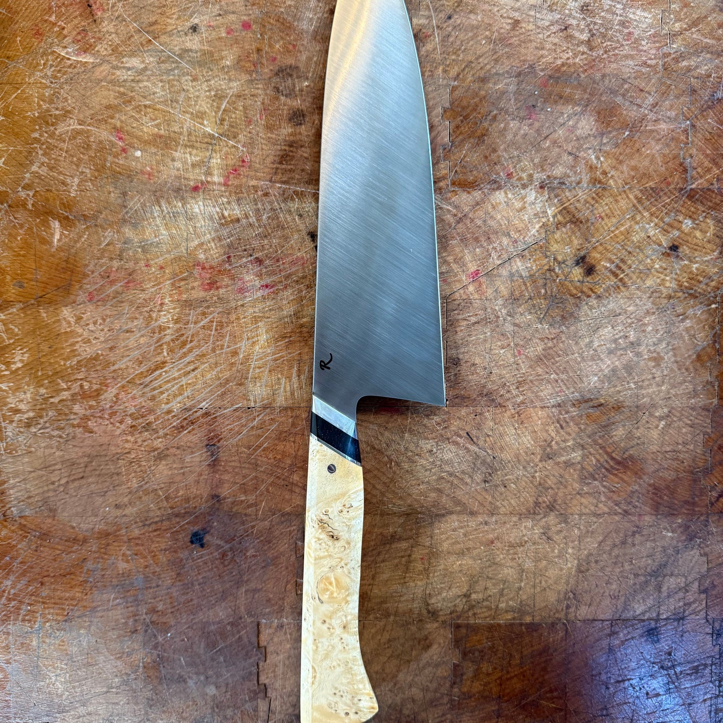 Carbon Steel Western Chef Knife- 8" - 26C3 - Spicy White Steel