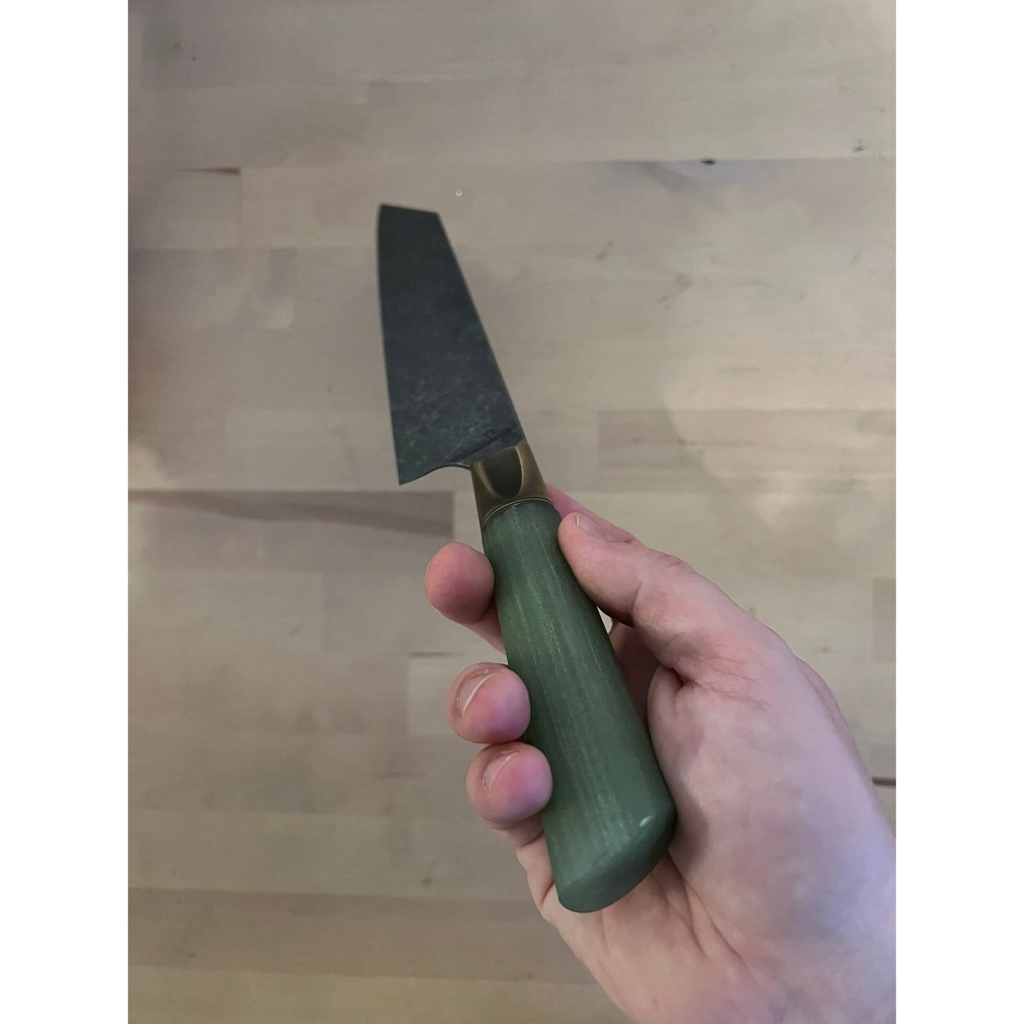 Primeaux - 7.75" Kiritsuke Stonewash Blade - Jade Handle