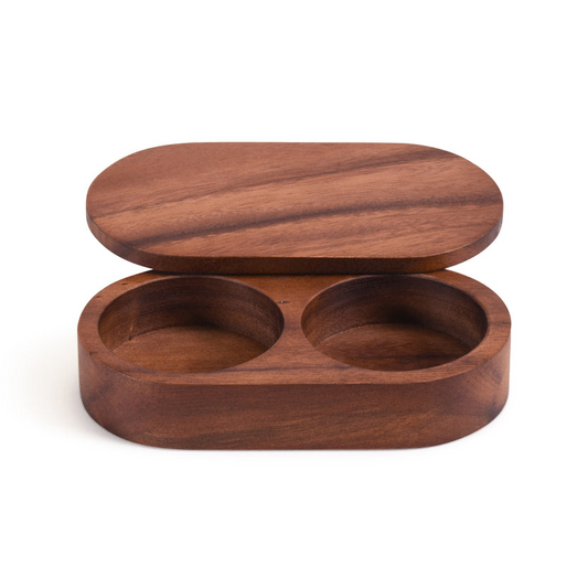 Salt and Pepper Covered Pinch Pot Acacia Wood
