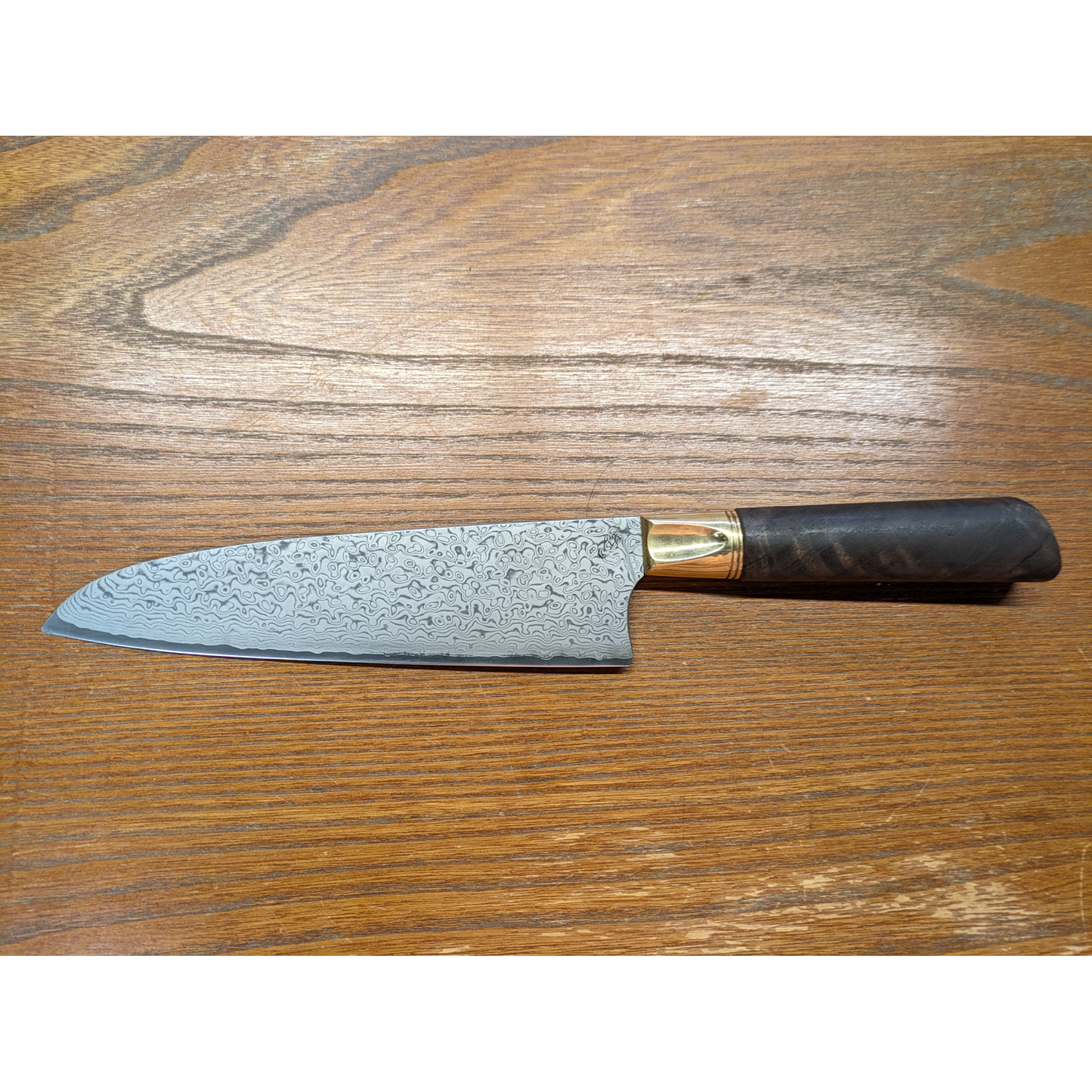 Primeaux Damascus Santoku with Claro Walnut Handle
