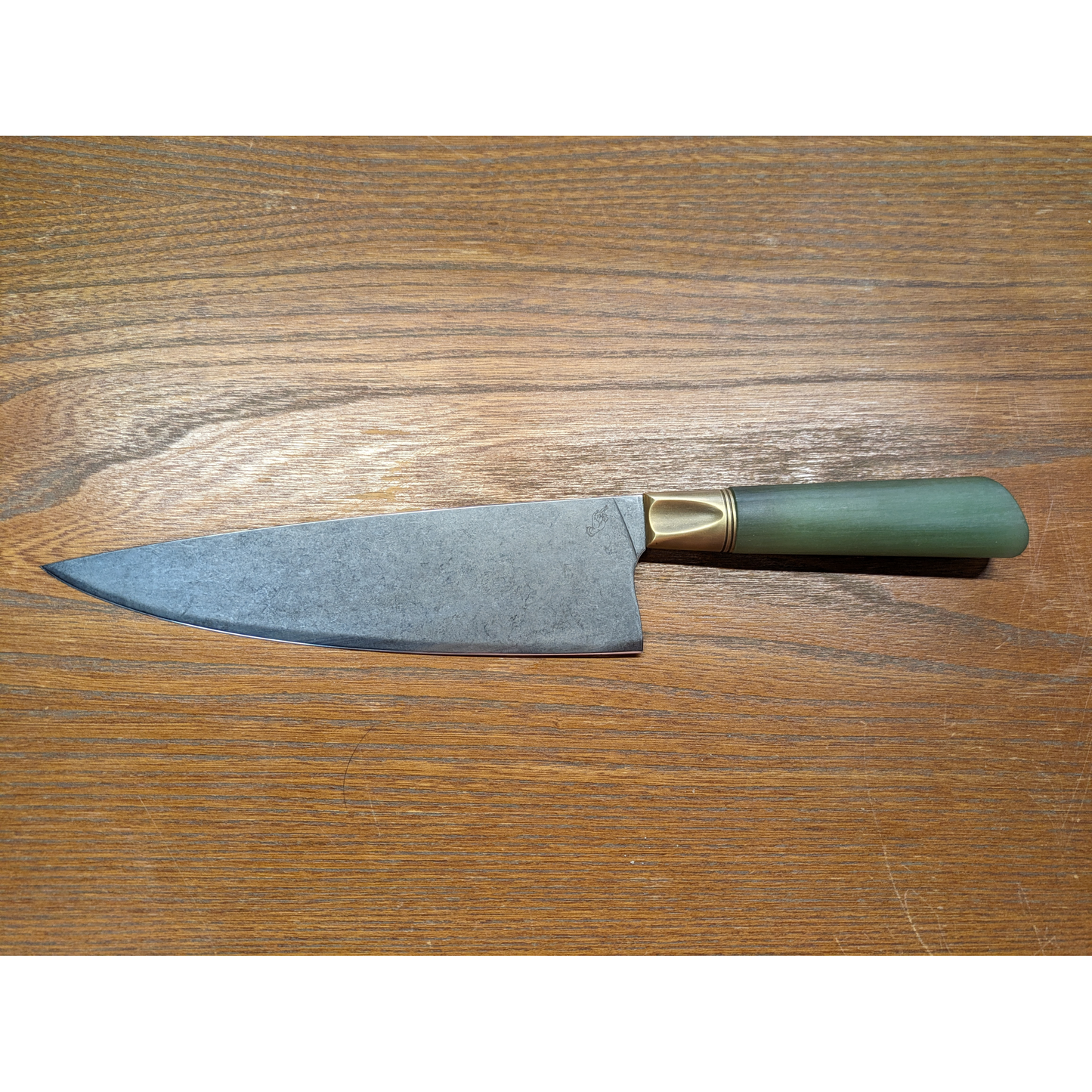 Primeaux Stonewashed Chef with Jade G10 Handle