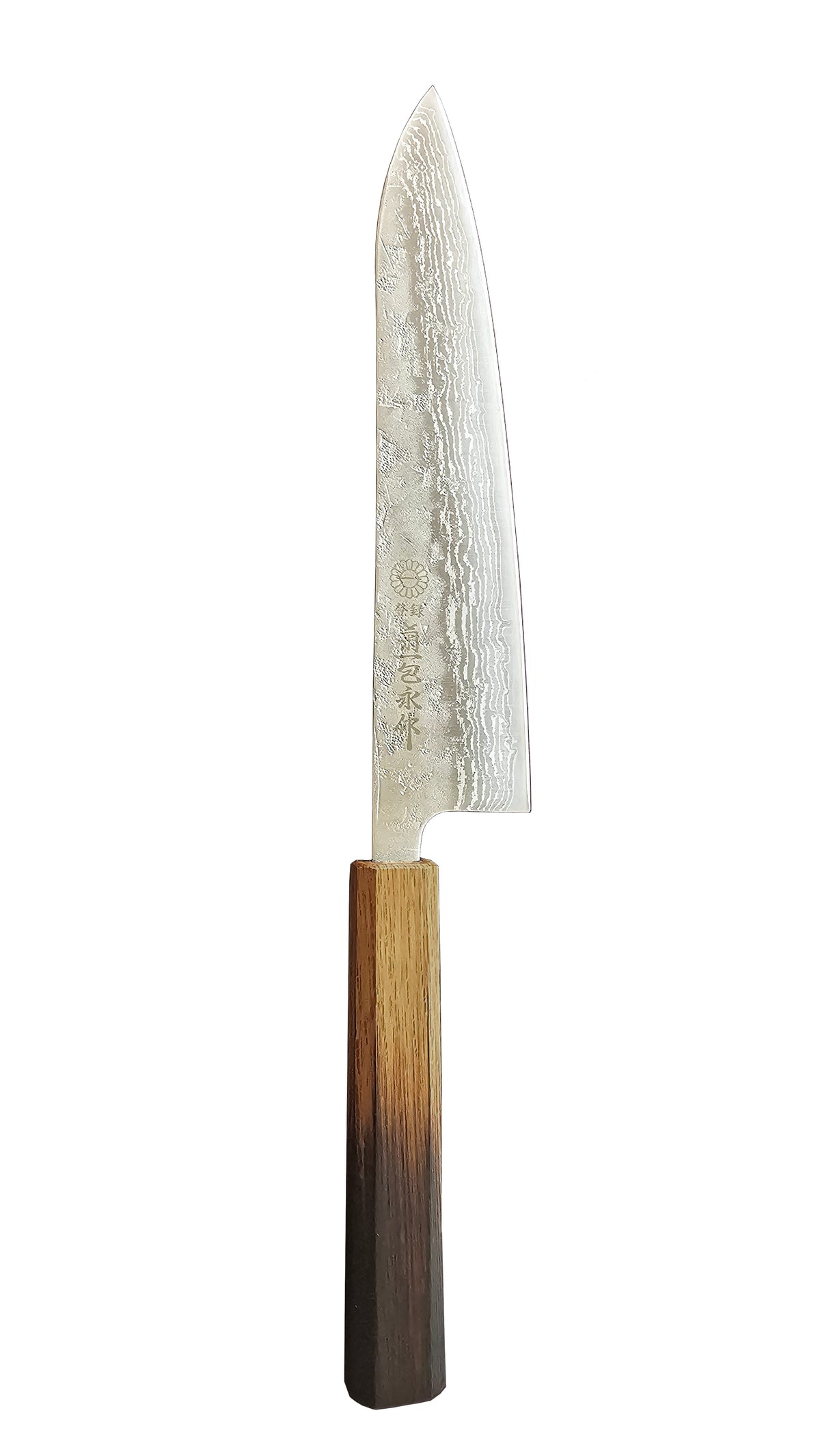 Swedish Steel Nashiji Damascus Gyuto with Oak handle 8"
