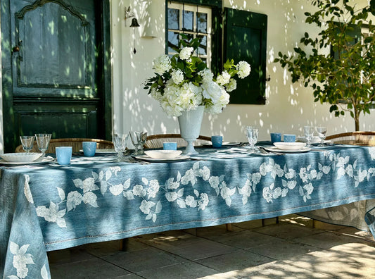 S&B x Blackberry Farm Denim Hydrangea Linen Collection