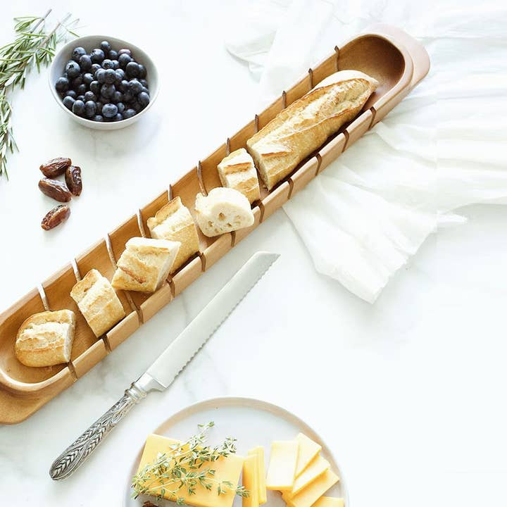Baguette Board with Wheat Pattern Bread Knife