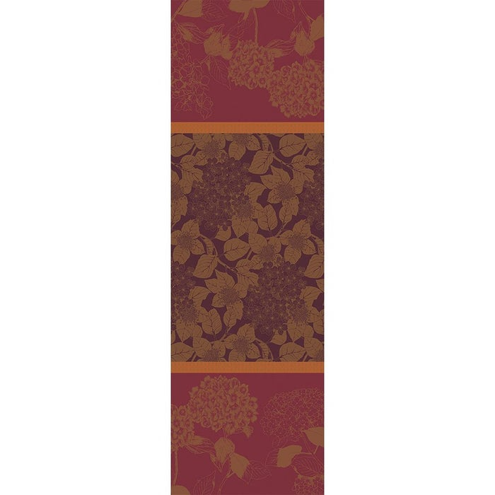 Hortensias Rouille Jacquard Tablerunner, Green Sweet