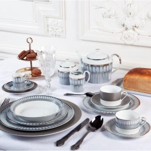 Arcades Grey & Platinum - Round Flat Platter