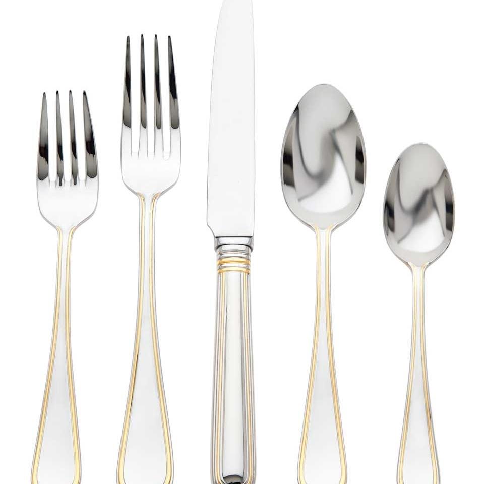 Ascot Mirrored Accented Gold-5pc Place Setting