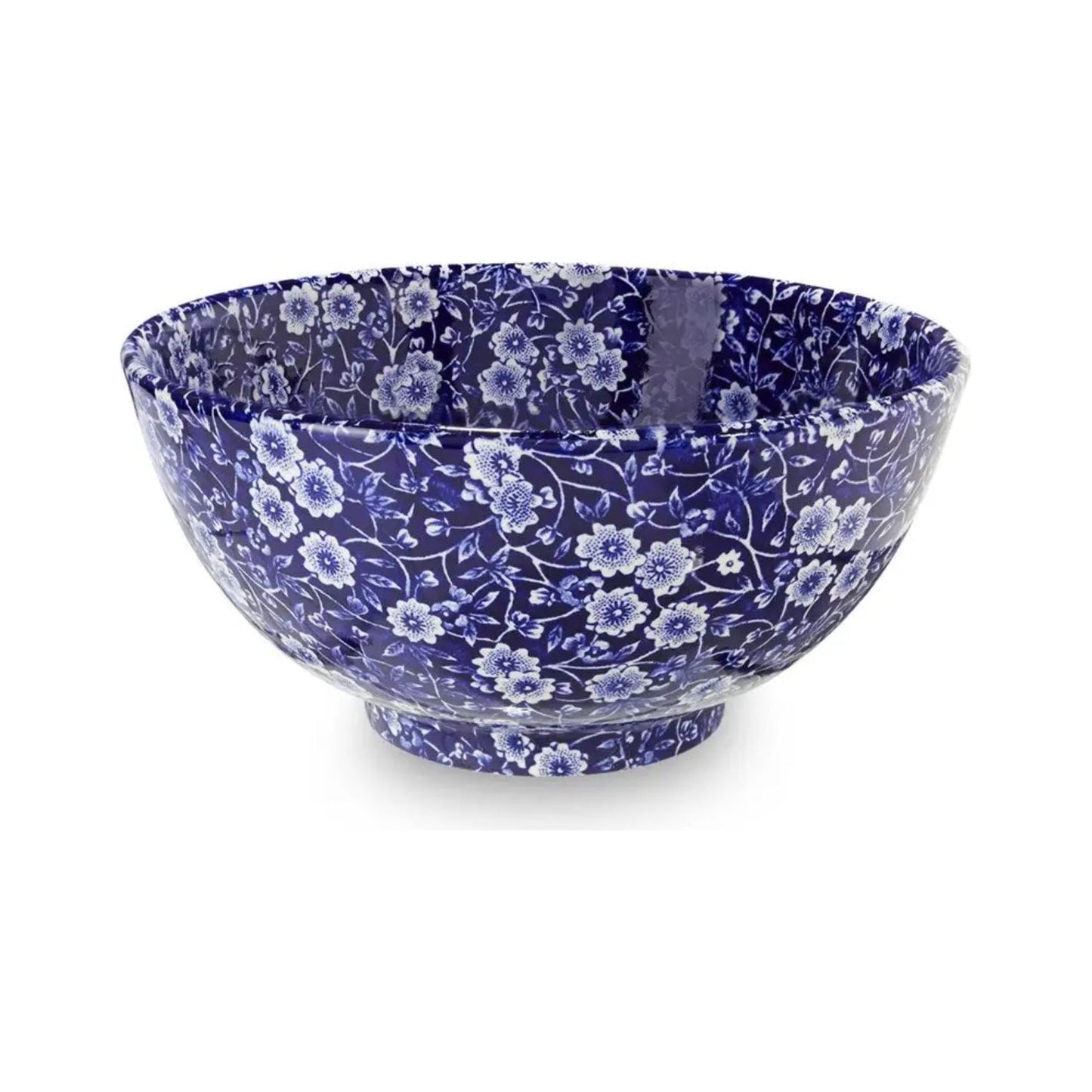 Blue Calico Footed Medium Bowl