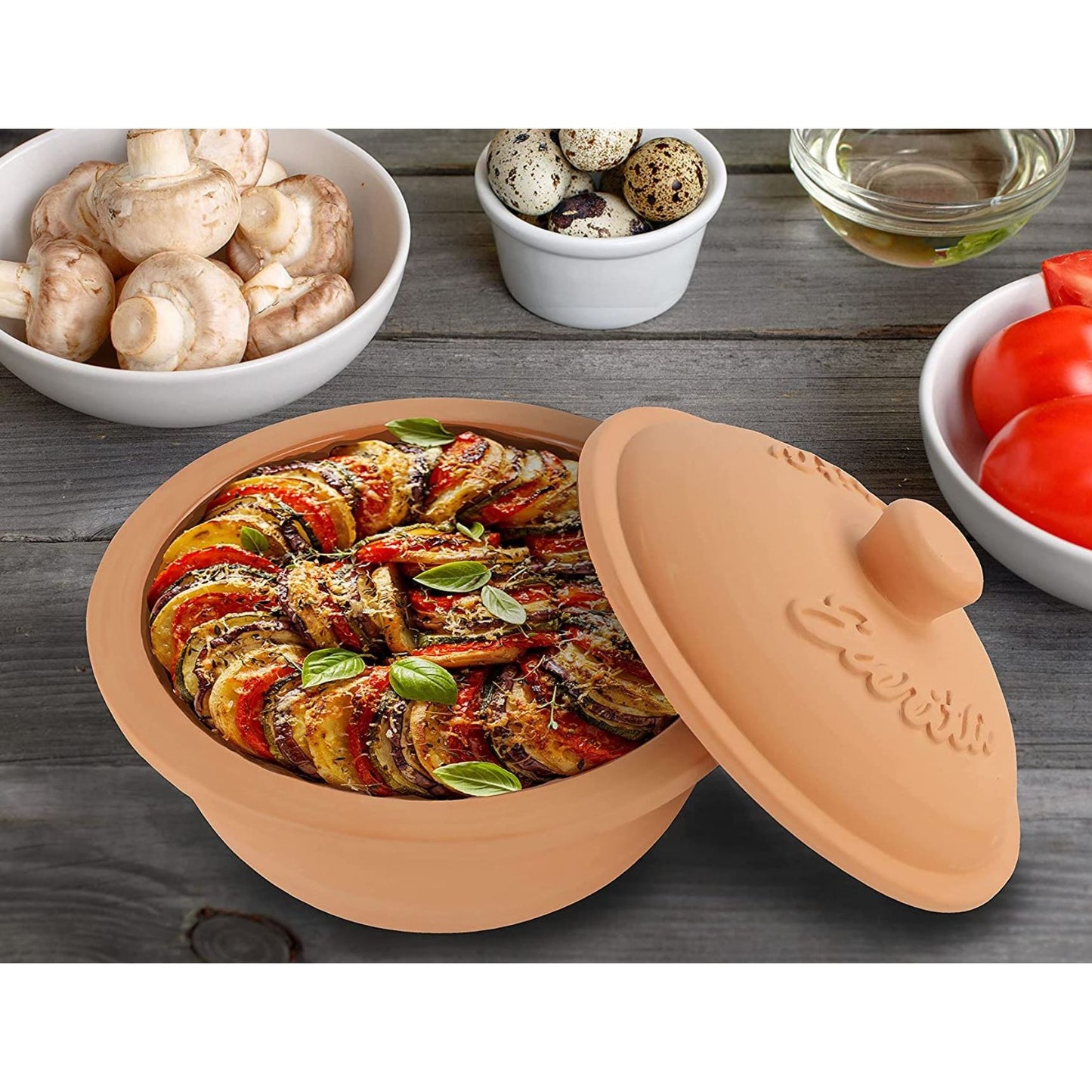 Eurita Round Clay Cooking Pot and Roaster - 2 Quart