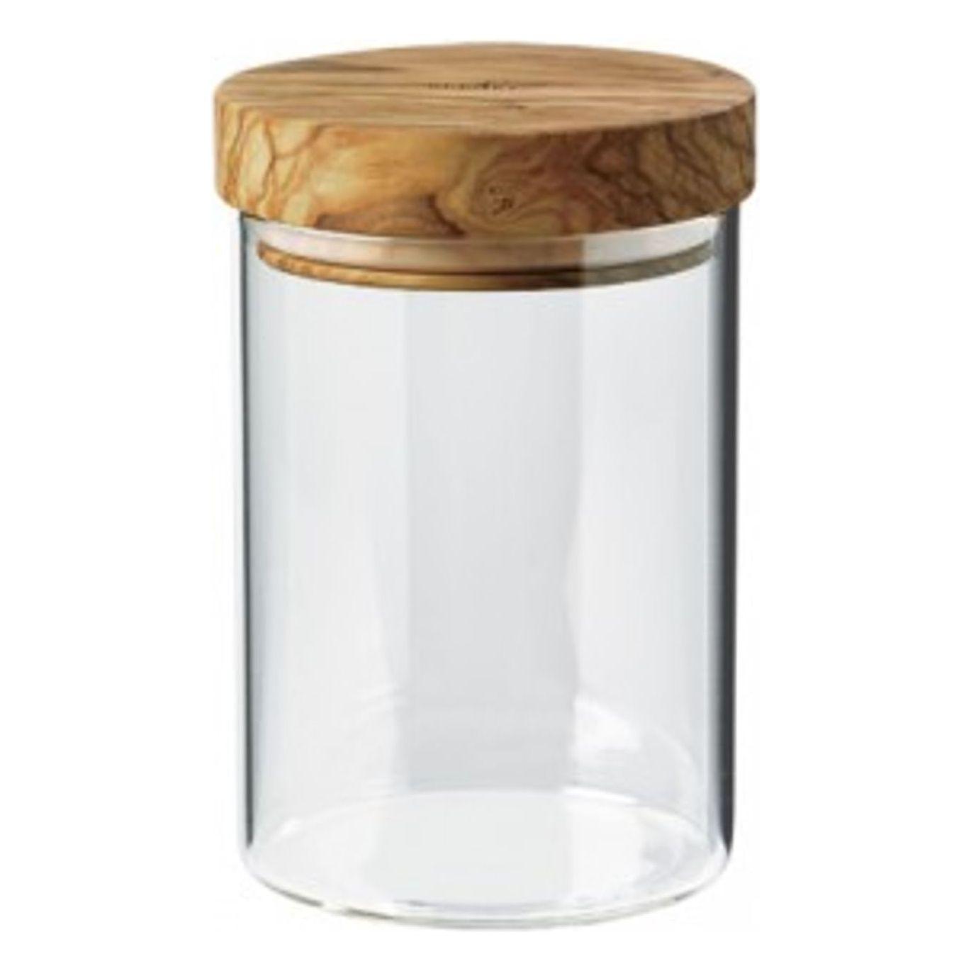 Borosilicate Glass Jar w/ Olivewood Lid, 20 Oz