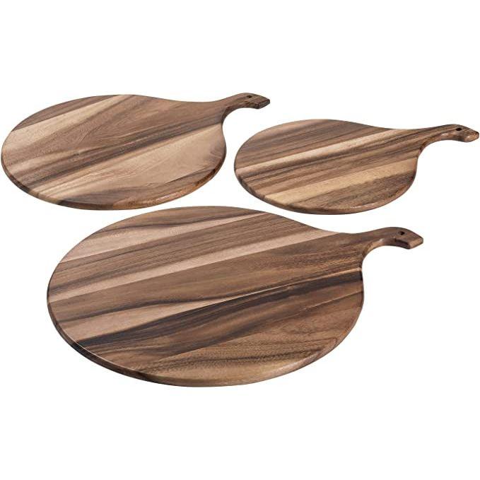 Round Board with Handle Acacia Wood