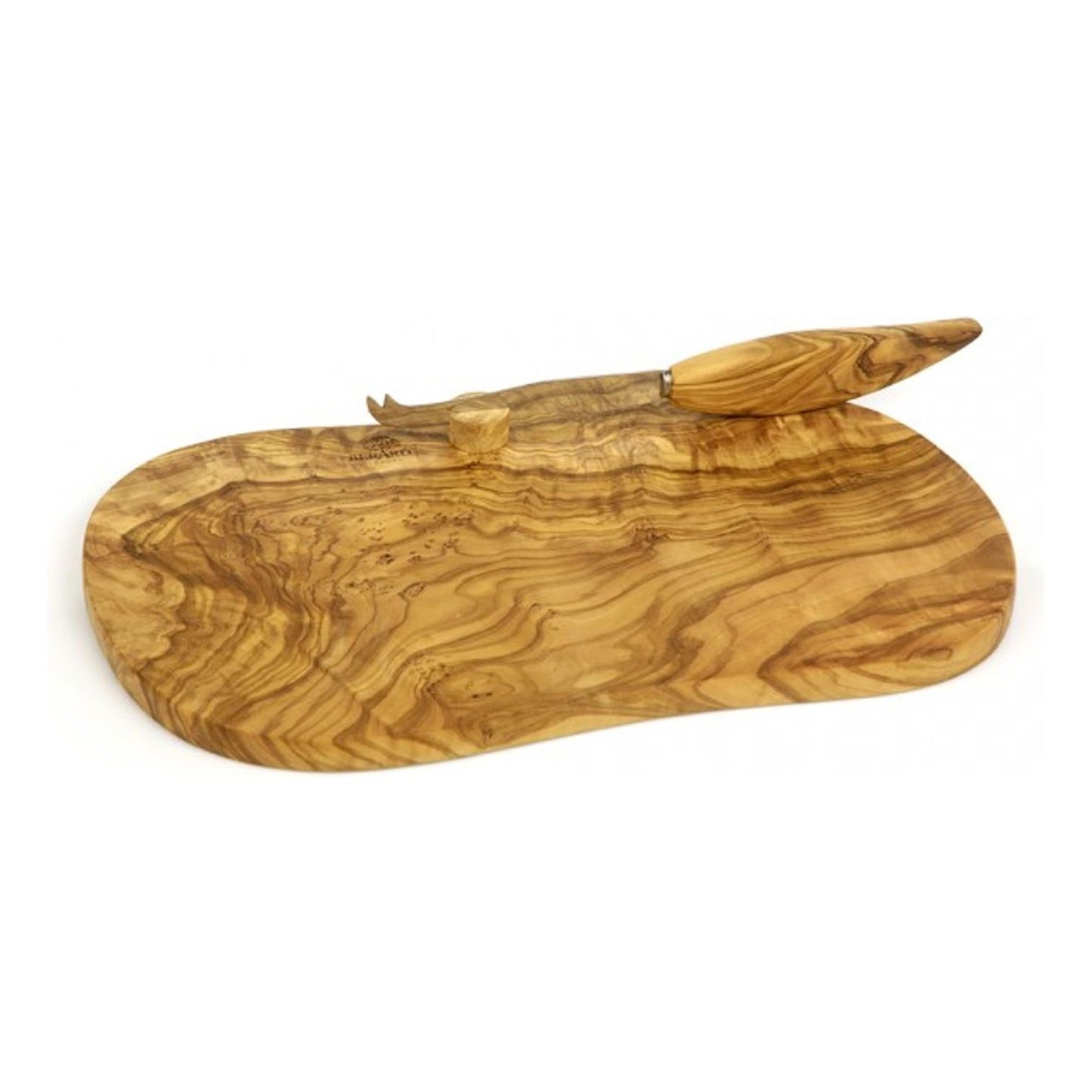 Olivewood Cheese Board & Knife Set, 13" x 7"