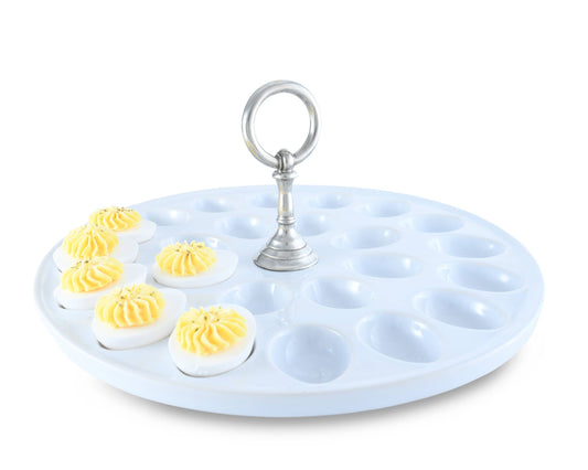 Deviled Egg Tray with Pewter Classic Ring Handle