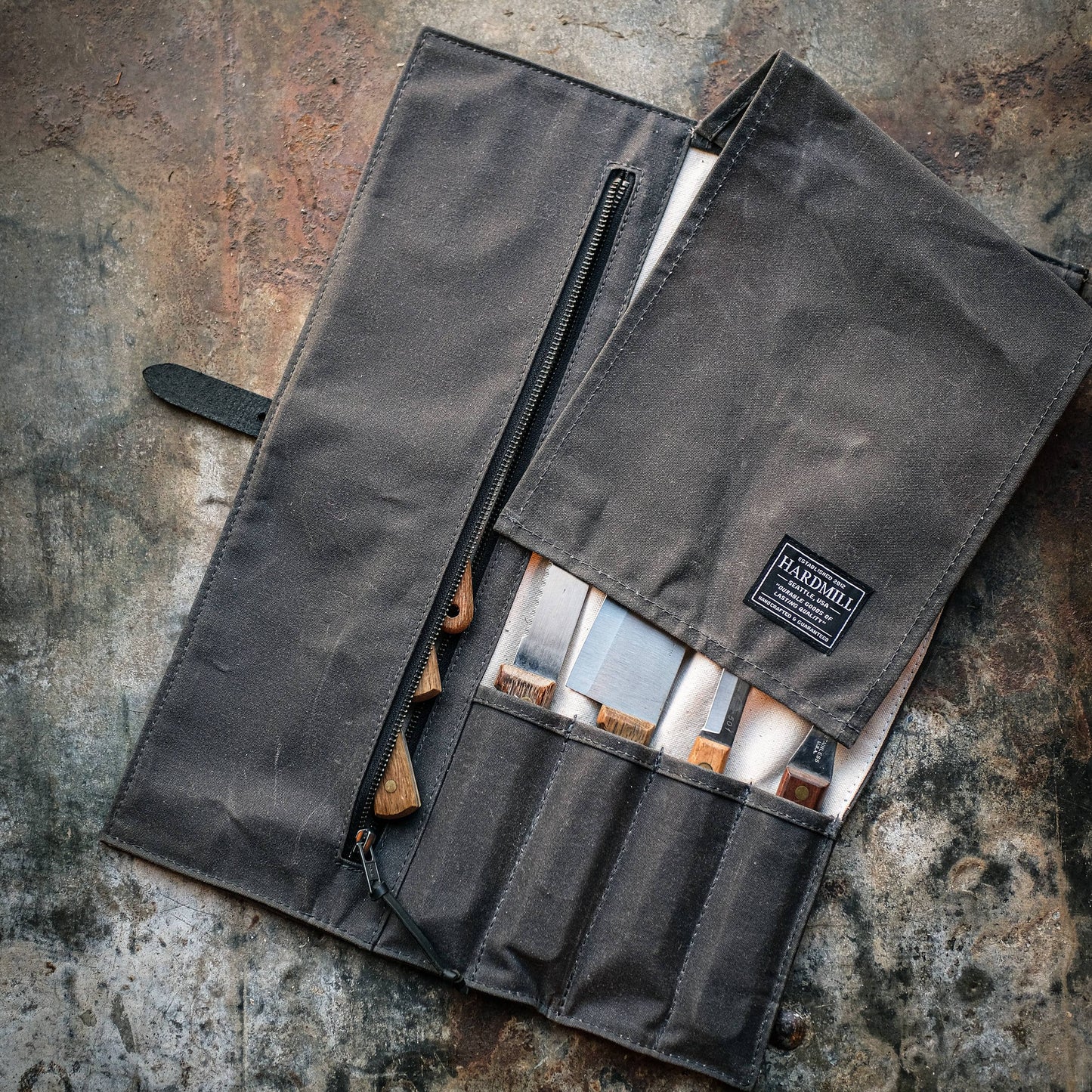 Waxed Canvas Compact Knife Roll