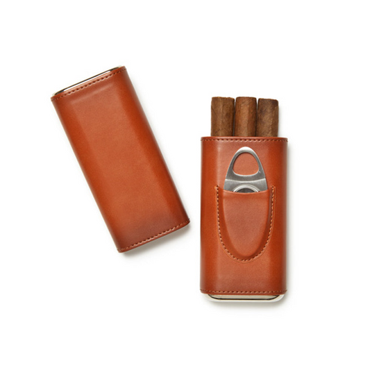3-Cigar Leather Case with Cutter - Ashton Collection