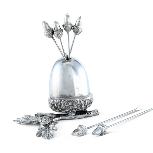 Pewter Acorn Cheese Pick Set