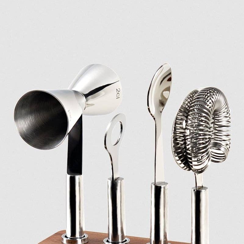 Cosmo Bar Set w/ Wood Base (4pc Set)