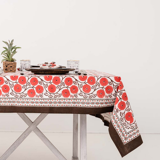 Gaya Brown & Persimmon Tablecloth