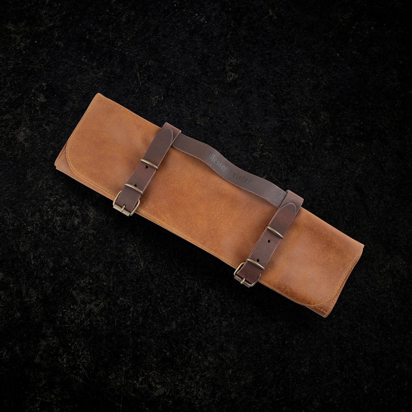 Leather 7 Pocket Knife Roll - Amber Vintage