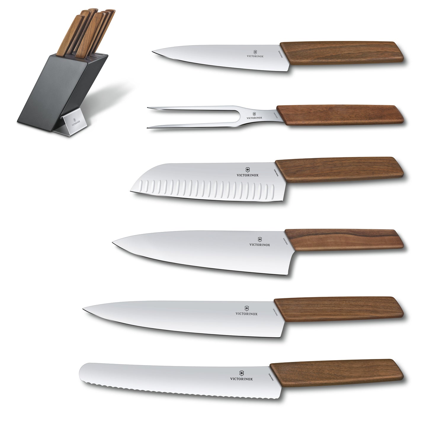 Swiss Modern Knife Block, 6 Pieces