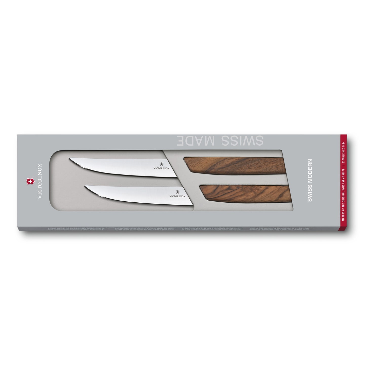 Swiss Modern Steak Knife Set, straight edge, set of two