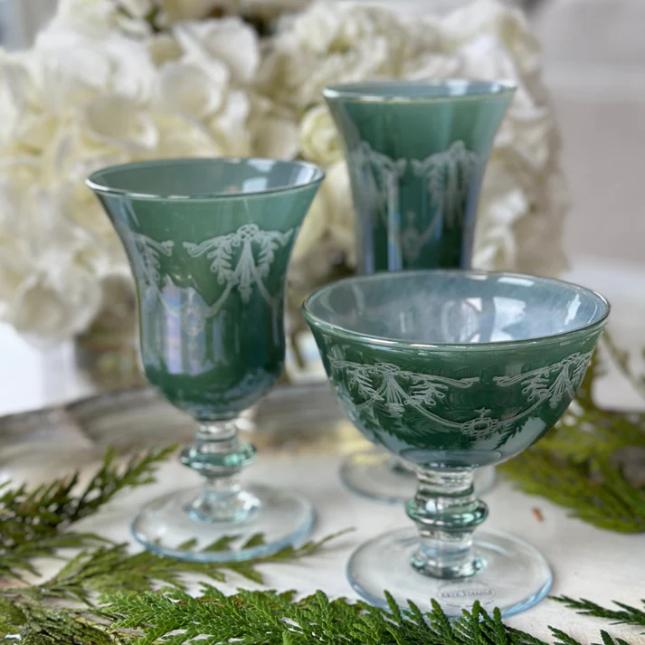 Rialto Borghese Etched Water/Wine Glass