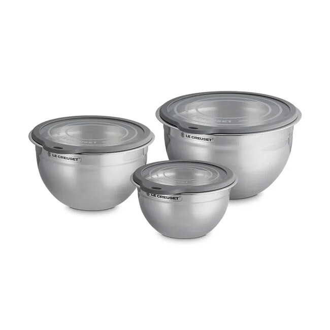 Stainless Steel Bowls w/ Lids - Set of 3
