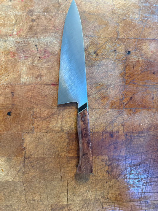 Carbon Steel Western Chef Knife- 8" - 26C3 - Spicy White Steel