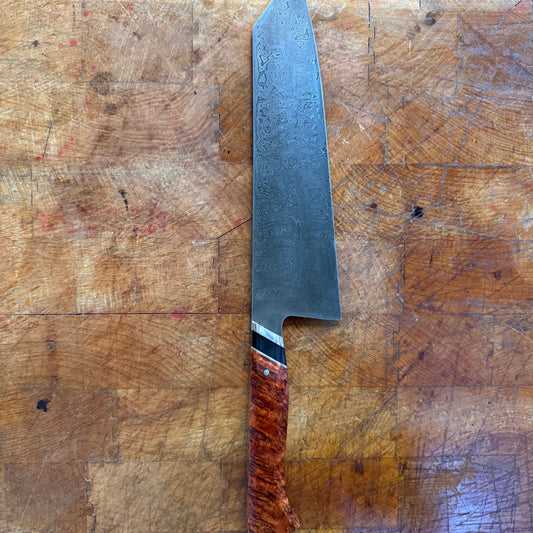 Carbon Steel Damascus Series K-tip Gyuto - 8.25" - 26C3/ 15N20 326 Layer - Spicy White Steel