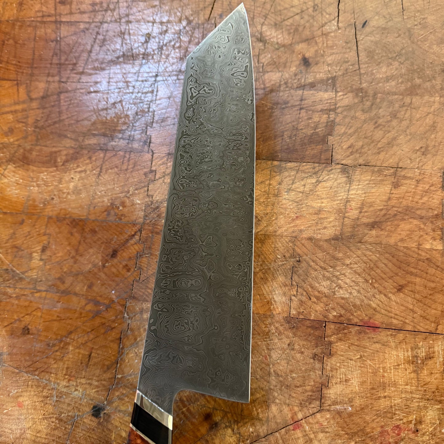 Carbon Steel Damascus Series K-tip Gyuto - 8.25" - 26C3/ 15N20 326 Layer - Spicy White Steel