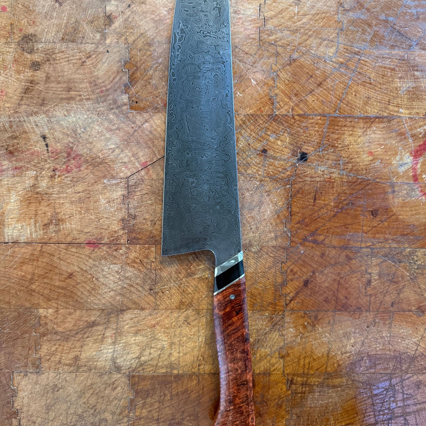 Carbon Steel Damascus Series K-tip Gyuto - 8.25" - 26C3/ 15N20 326 Layer - Spicy White Steel