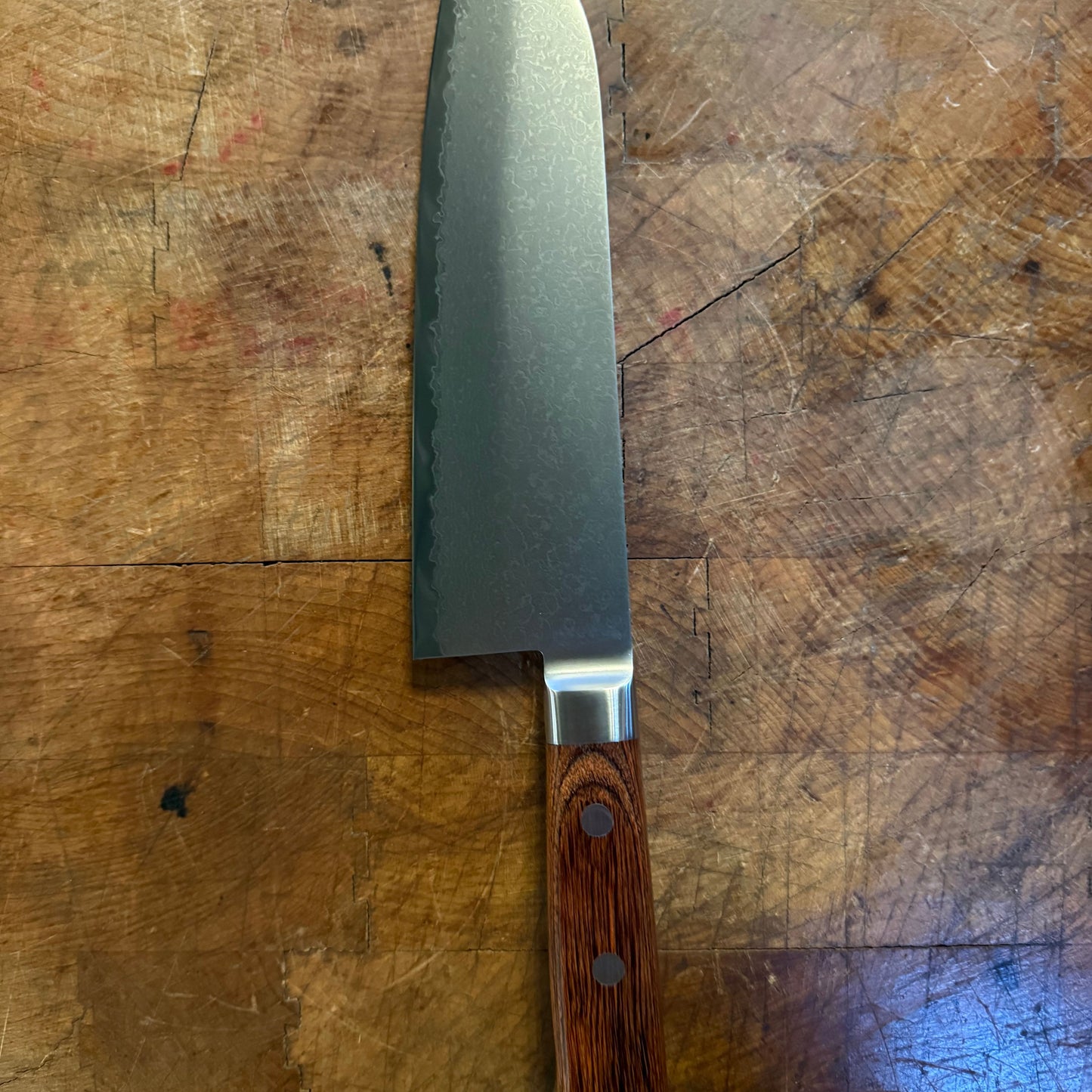 Tamahagane Kyoto 63 Layer-Damascus Wood Handle Japanese Santoku Knife 175mm