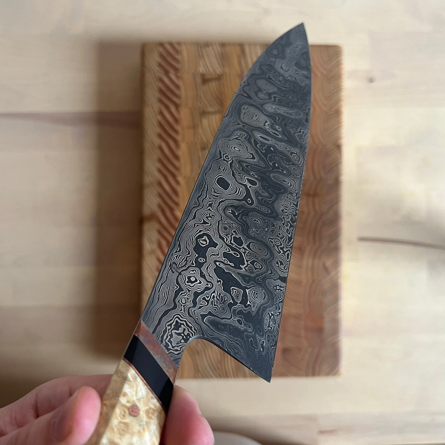 Carbon Steel Damascus Series Chef's Knife - 8.5" - 26C3/ 15N20 300 Layer - Spicy White Steel