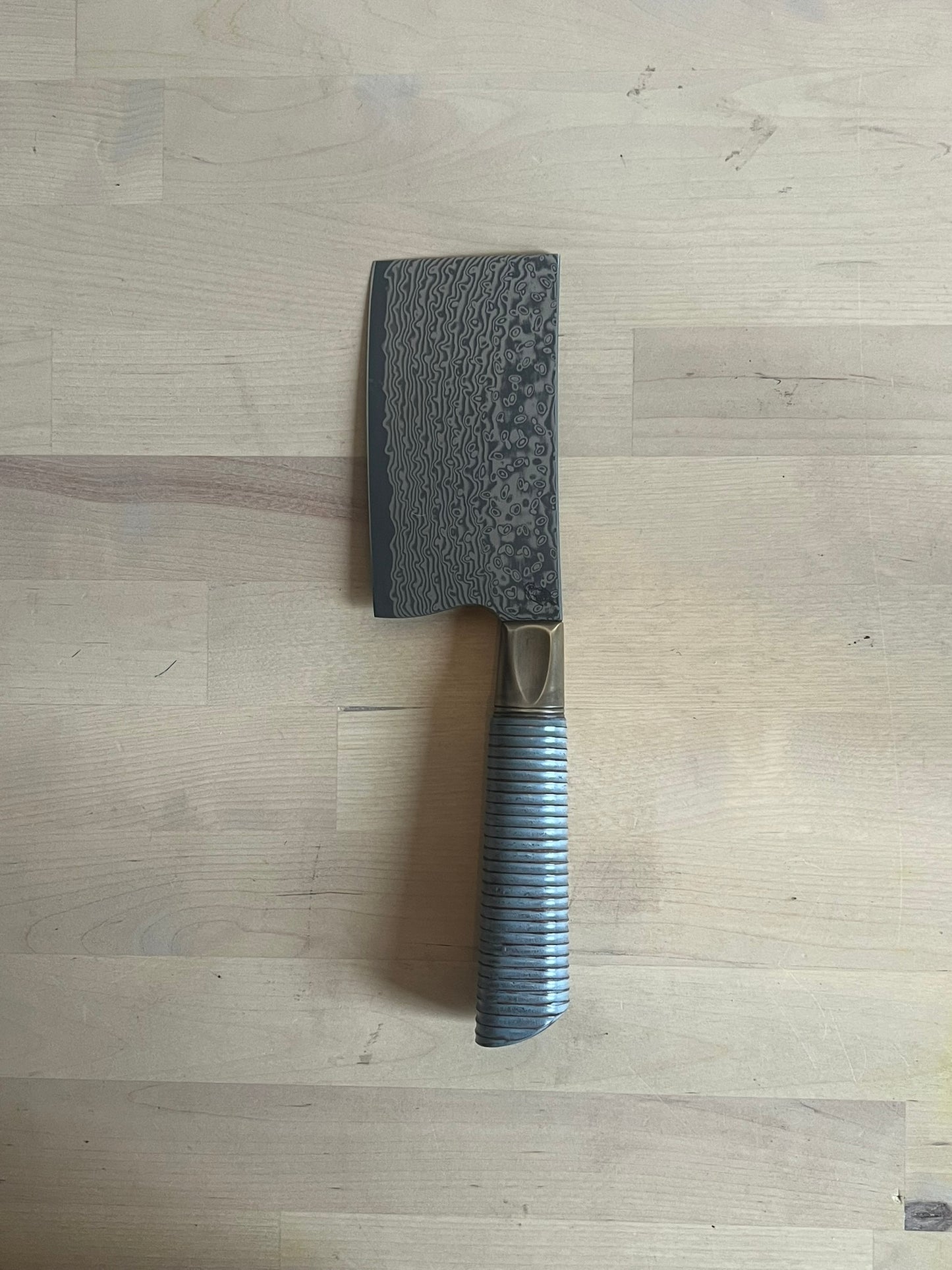 Primeaux 4.5" Mini Cleaver - Damascus Blade - Farmhouse Ripple Handle