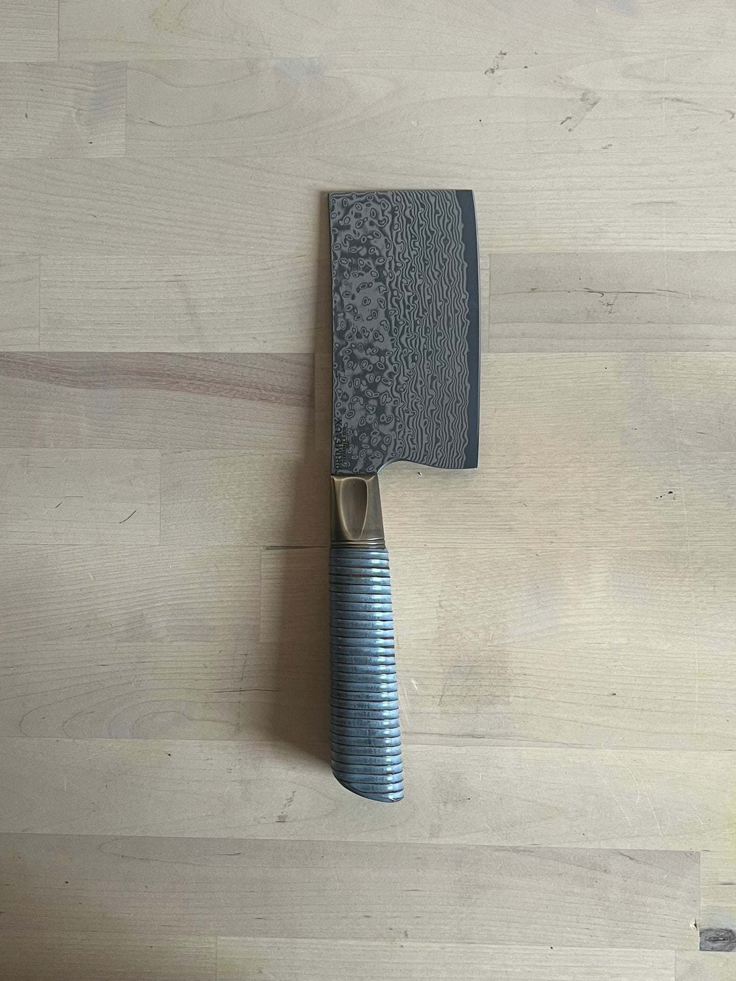 Primeaux 4.5" Mini Cleaver - Damascus Blade - Farmhouse Ripple Handle