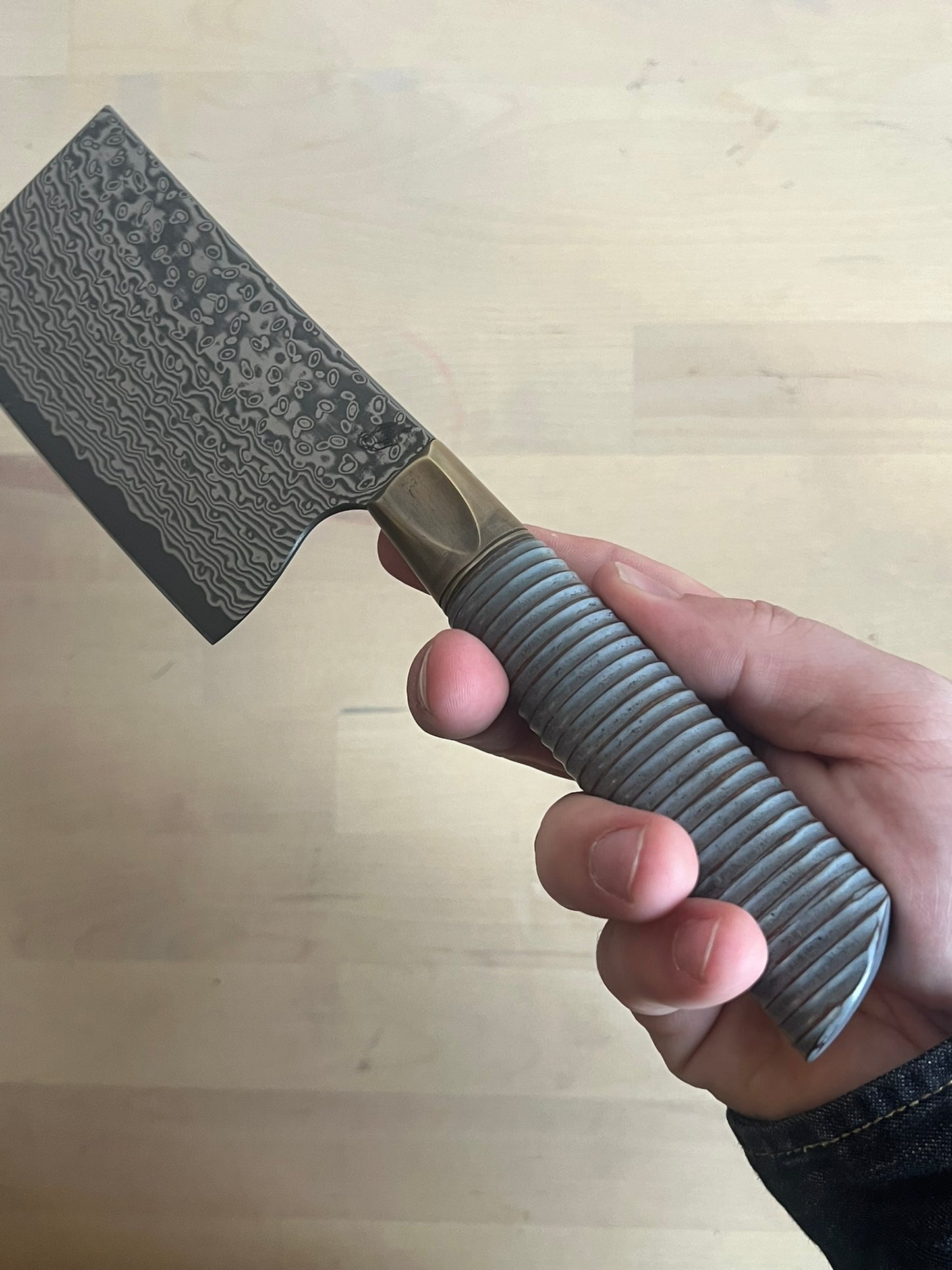 Primeaux 4.5" Mini Cleaver - Damascus Blade - Farmhouse Ripple Handle