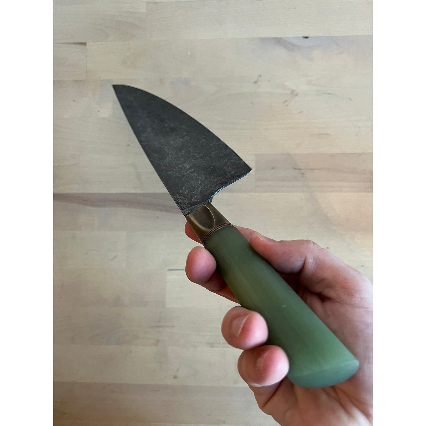 Primeaux 8.5" Chef's - Stonewash Blade - Jade Handle