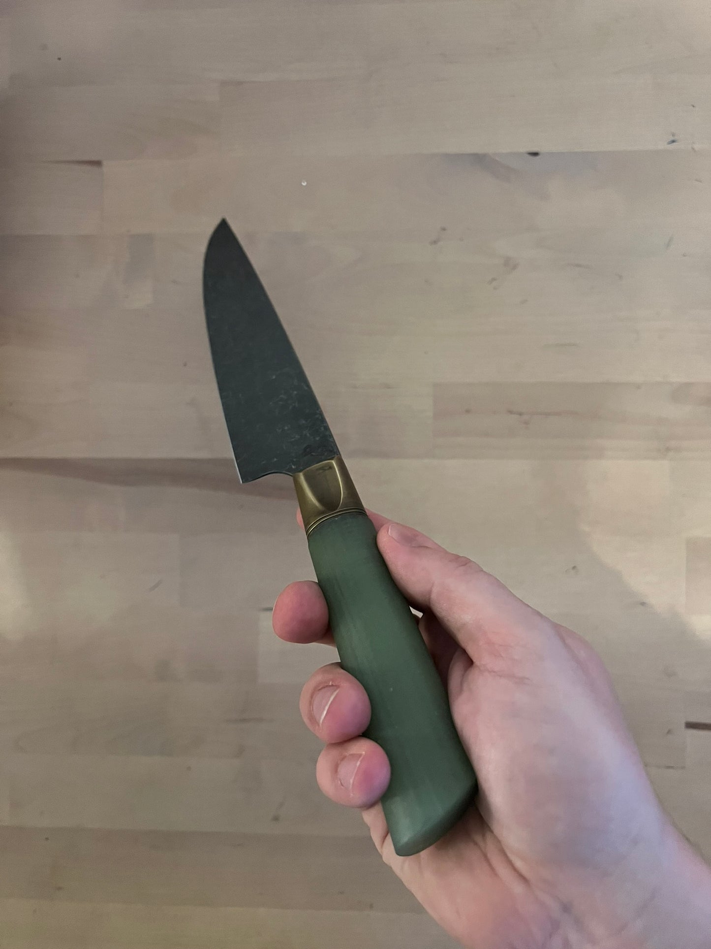 Primeaux - 6.5" Petty Stonewash Blade - Jade Handle