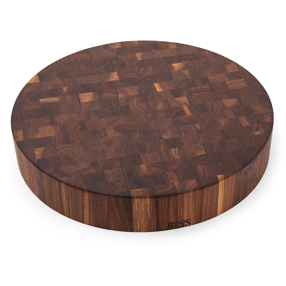 Walnut Round Chopping Block, Non-Reversible, End Grain, 4″ Thick (CCB Series)