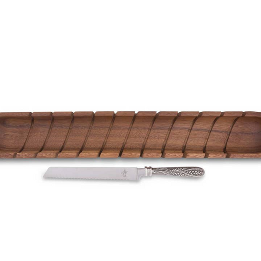 Baguette Board with Wheat Pattern Bread Knife