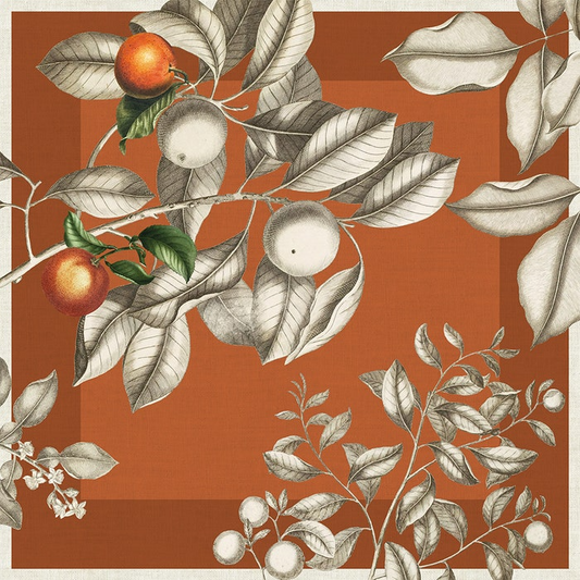 Mandarines Rouille Napkin, Cotton-Linen Blend
