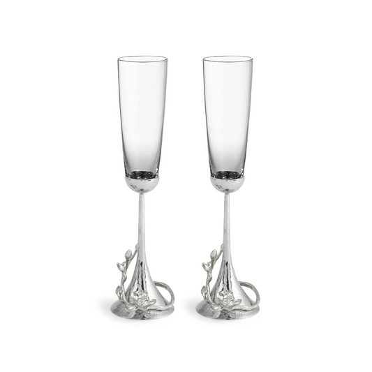 White Orchid Toasting Flute - Set of 2