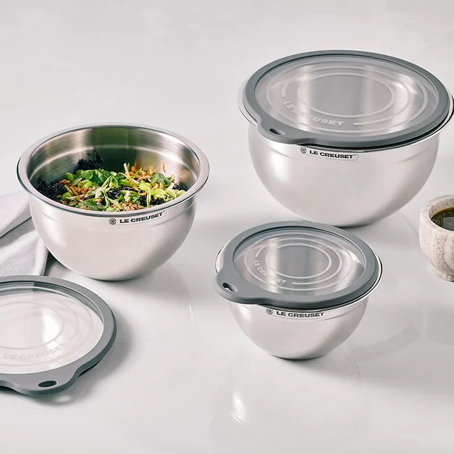 Stainless Steel Bowls w/ Lids - Set of 3
